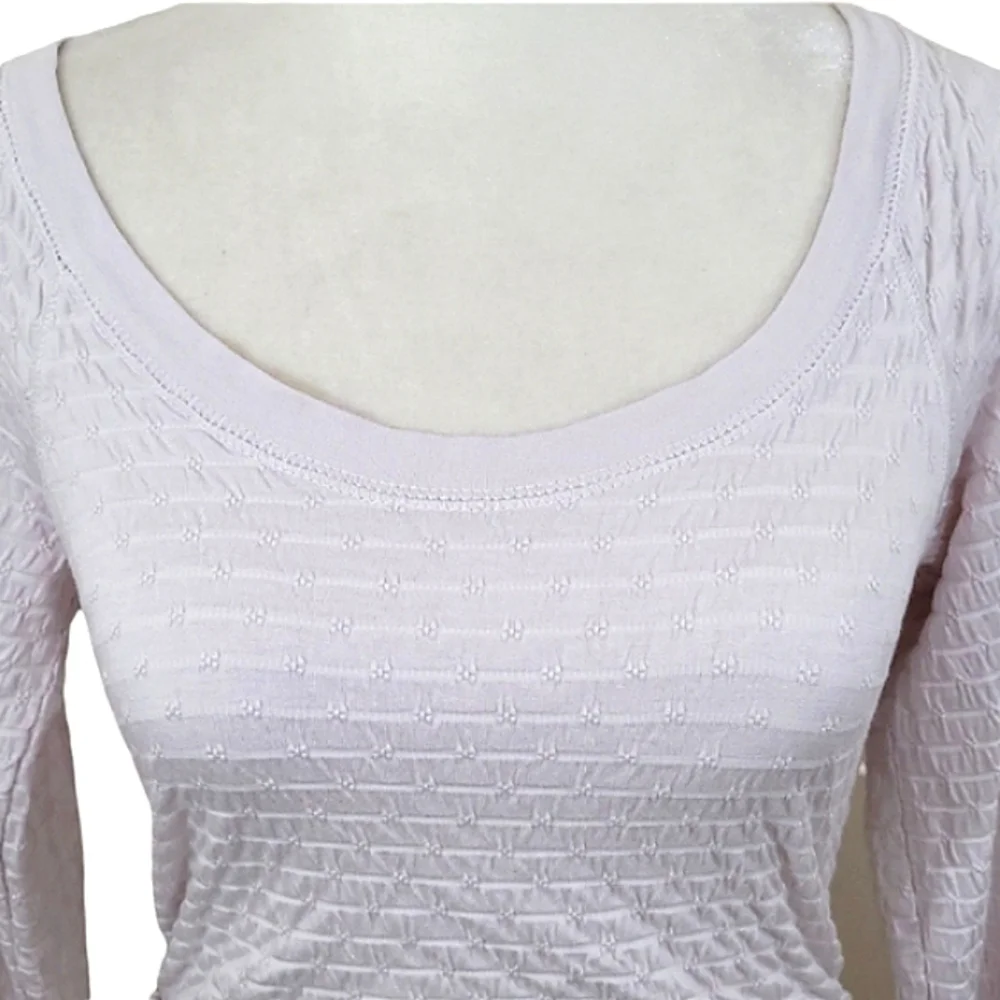 Free People Lavender Long Sleeve Textured Tee